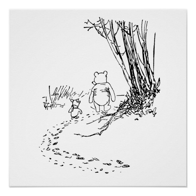 Classic Pooh Bear & Piglet Walking Poster (Front)