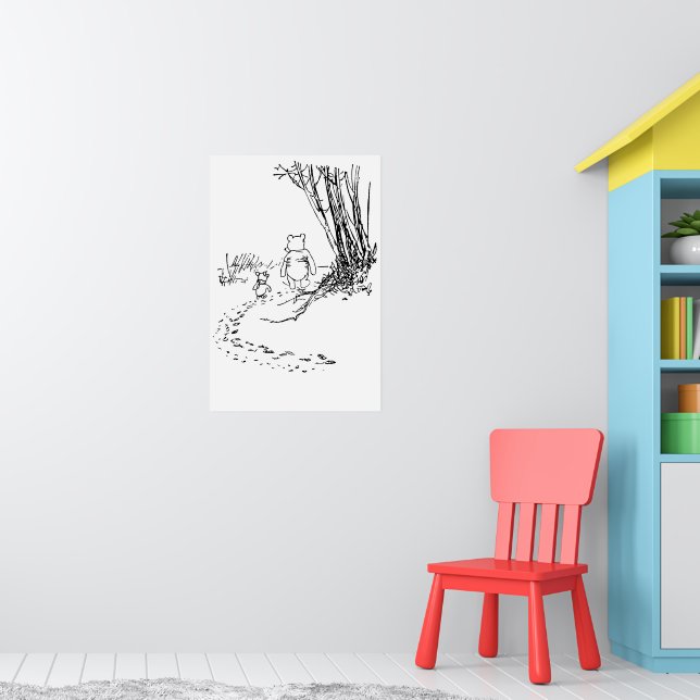 Classic Pooh Bear & Piglet Walking the Path Poster (Nursery 1)
