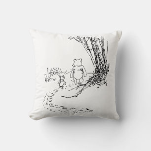 Classic Pooh Bear & Piglet Walking Throw Pillow