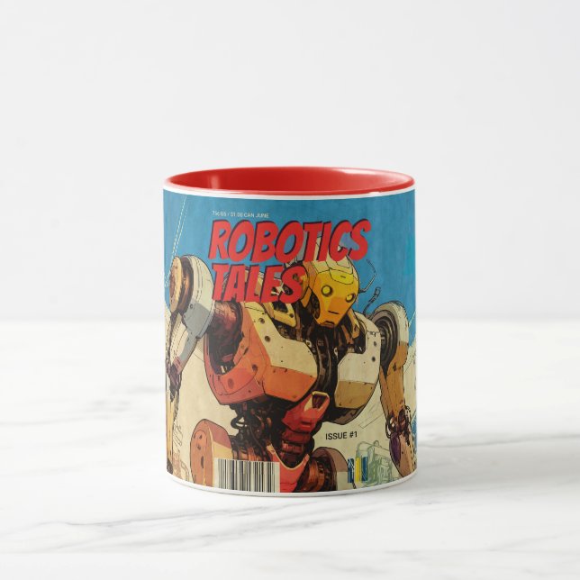 Classic Pop Art Sci-Fi Comic Robot Cover Mug (Center)