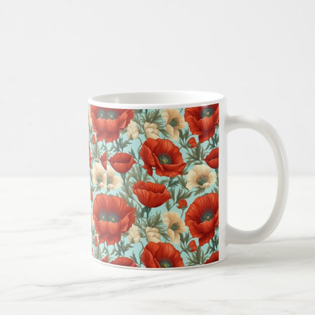 Classic Poppy & Wildflower Ceramic Mug (Right)