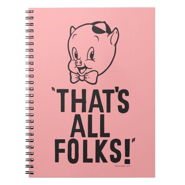 Classic Porky Pig "That's All Folks!" Notebook (Front)
