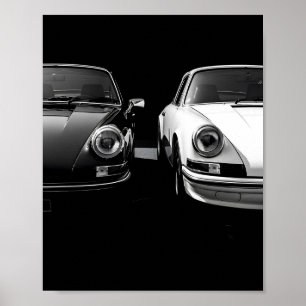 Classic Porsche 911 Black and White Duo Poster