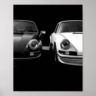 Classic Porsche 911 Black and White Duo Poster