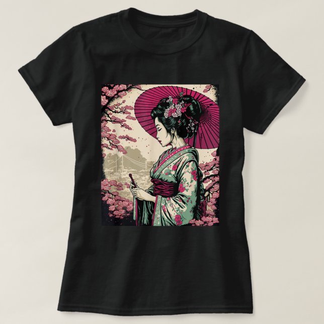 Classic Portrait Geisha Japanese T-Shirt (Design Front)