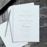 Classic Powder Blue Linen Wedding Script