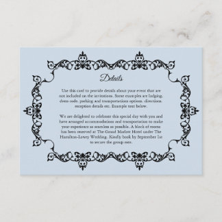 Classic Powder Blue Ornately Framed Wedding Enclosure Card