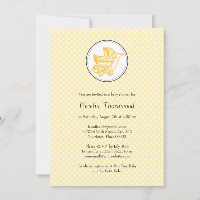 Classic Pram Baby Shower Invitation (Front)