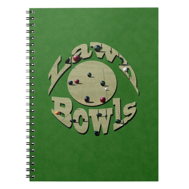 Classic Precision: Circular Lawn Bowls Logo Design Notebook (Front)