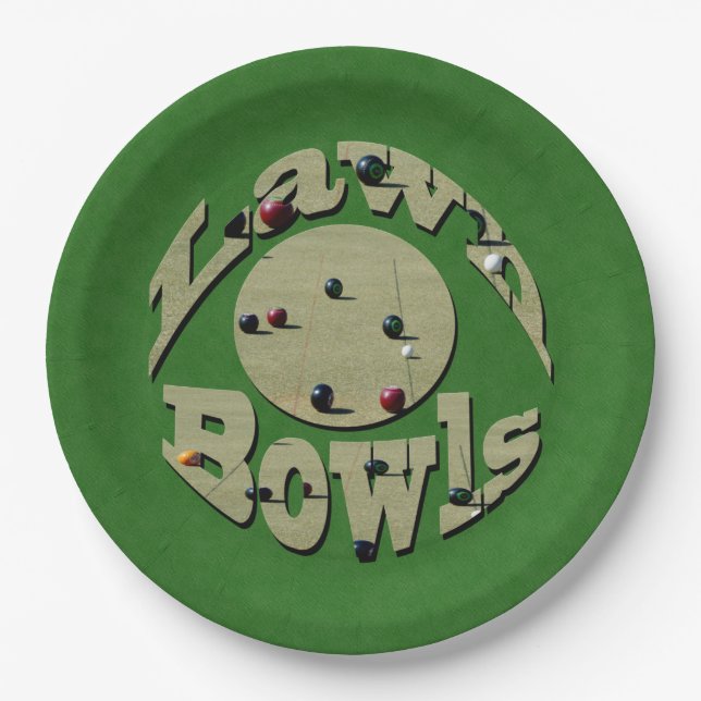 Classic Precision: Circular Lawn Bowls Logo  Paper Plate (Front)
