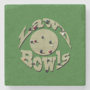 Classic Precision: Circular Lawn Bowls Logo Stone Coaster