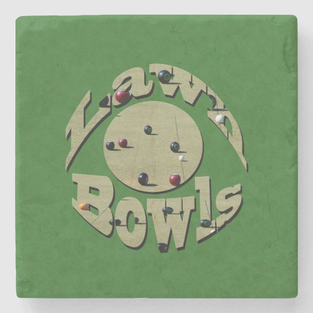 Classic Precision: Circular Lawn Bowls Logo  Stone Coaster (Front)