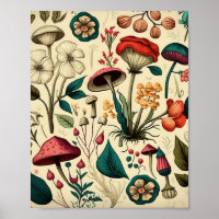 Classic Premium Mushroom and Flower Design
