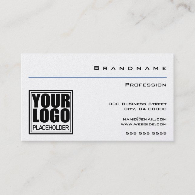 Classic Premium Pearl White with Logo and Photo Business Card (Front)