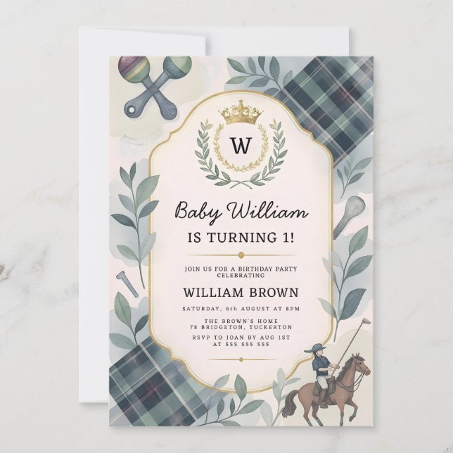 Classic Preppy Charm 1st Birthday Invitation (Front)