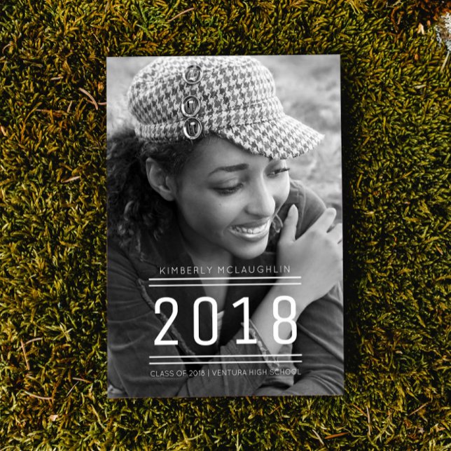 Classic Preppy Graduation Photo Invite | White (Classic Preppy Graduation Photo Invite - White)