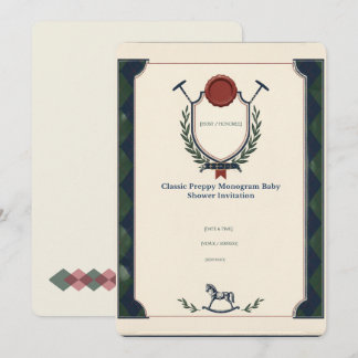 Classic Preppy Monogram Baby Shower Invitation