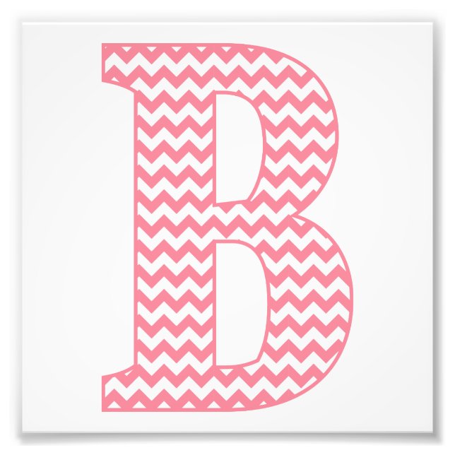 Classic Preppy Pink Chevron Letter B Monogram Photo Print (Front)