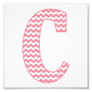 Classic Preppy Pink Chevron Letter C Monogram Photo Print