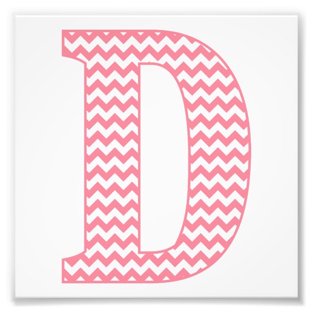 Classic Preppy Pink Chevron Letter D Monogram Photo Print (Front)