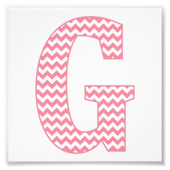 Classic Preppy Pink Chevron Letter G Monogram Photo Print (Front)