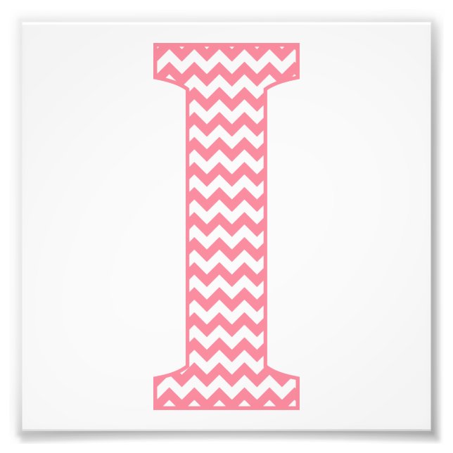 Classic Preppy Pink Chevron Letter I Monogram Photo Print (Front)