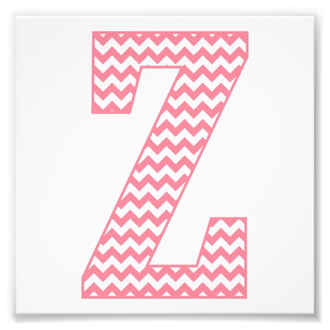 Classic Preppy Pink Chevron Letter Z Monogram Photo Print (Front)
