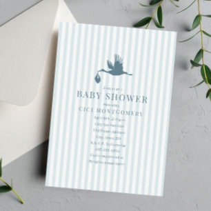 Classic Preppy Seersucker Stripe Boy Baby Shower Invitation