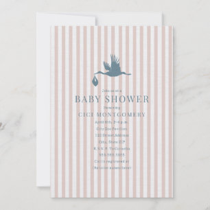 Classic Preppy Seersucker Stripe Girl Baby Shower Invitation