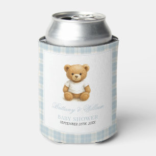 Classic Preppy Teddy Bear Baby Shower Can Cooler