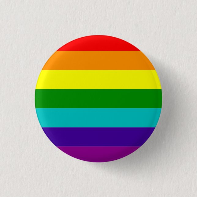 Classic pride flag (with cyan) 3 cm round badge (Front)