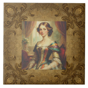 Classic, Princess and Gold Pattern,Victorian Style Ceramic Tile
