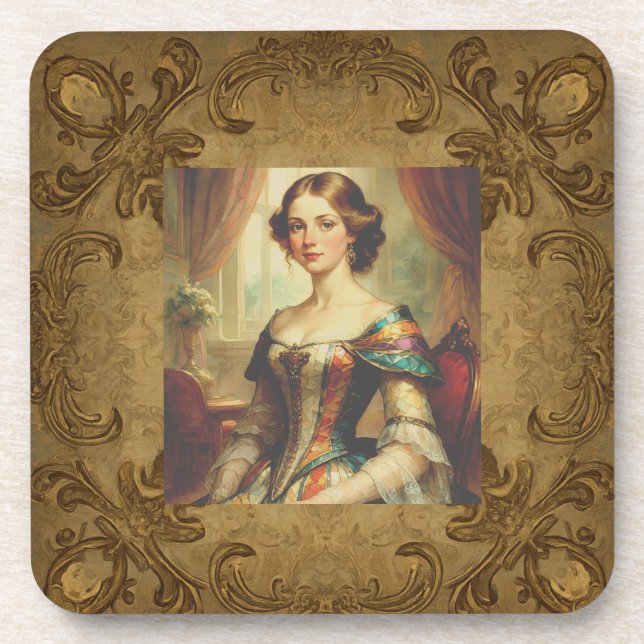 Classic, Princess and Gold Pattern,Victorian Style Coaster (Front)