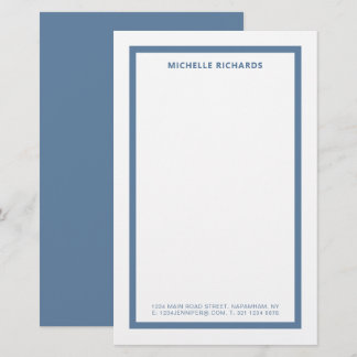 Classic Professional Dusty Blue Border Stationery