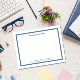 Classic Professional Dusty Blue Border Stationery Card