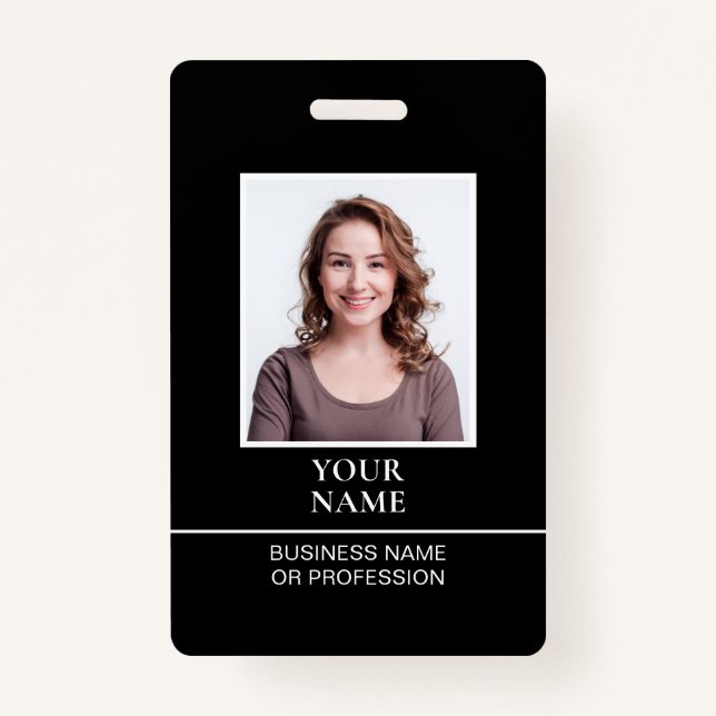Classic Professional ID Black White Security  ID Badge (Front)