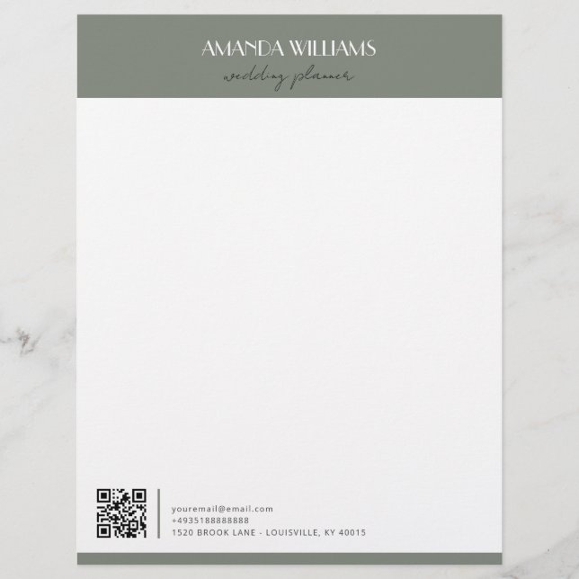 Classic Professional QR Code Grass Custom Letterhead (Front)