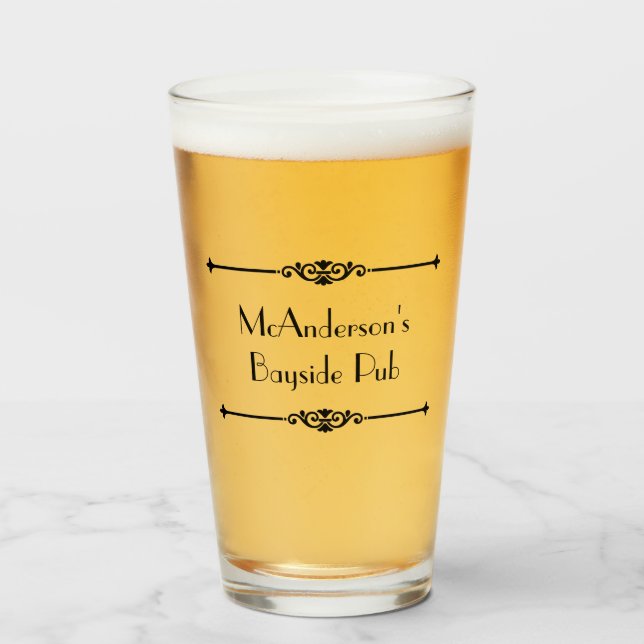 Classic Pub Personalised Name or Business Beer Glass (Front Filled)