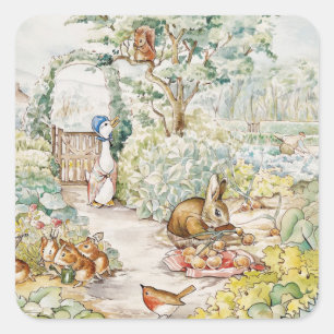 Classic Puddle Duck in a Garden Square Sticker