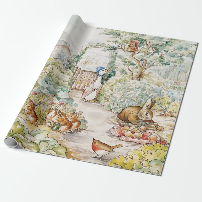 Classic Puddle Duck in Mr Mc Gregor's Garden Wrapping Paper (Unrolled)