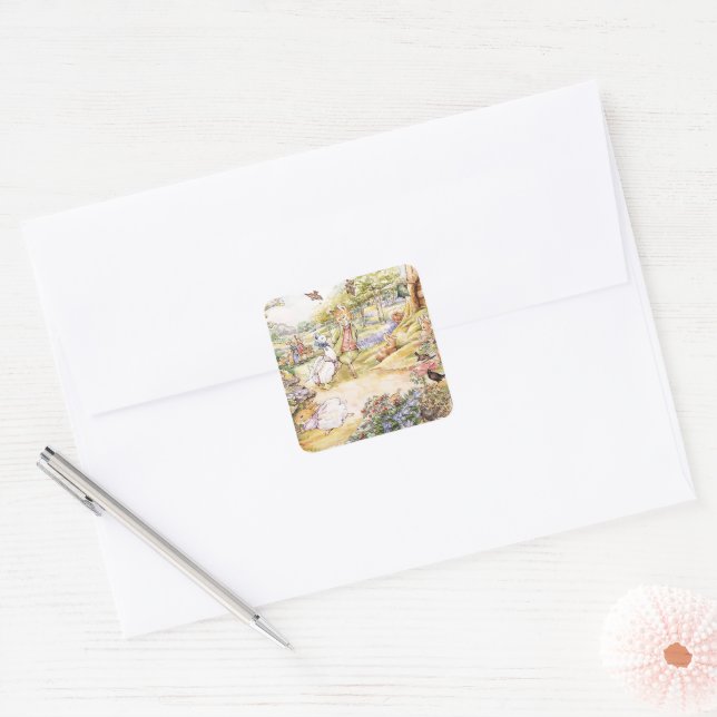 Classic Puddle Duck in the forest   Square Sticker (Envelope)
