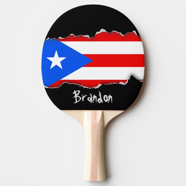 Classic Puerto Rican Flag Ping Pong Paddle (Front)