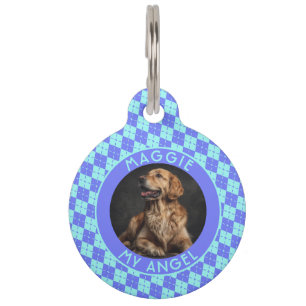 Classic Puppy Parent Gift Plaid Motif Pet Tag