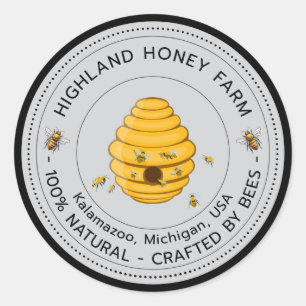 Classic Pure Honey Round Stickers  Editable Design