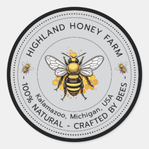 Classic Pure Honey Round Stickers Editable Design