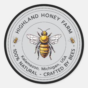 Classic Pure Honey Round Stickers Editable Design