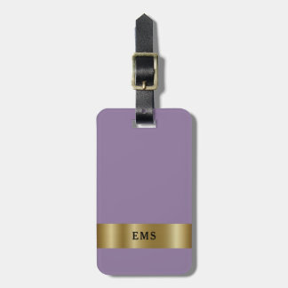 Classic Purple and Gold Monogram Luggage Tag