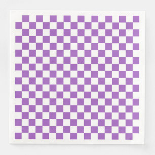 Classic Purple and White Checkered Pattern Napkin