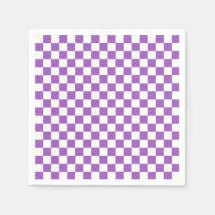 Classic Purple and White Chequered Pattern Napkin