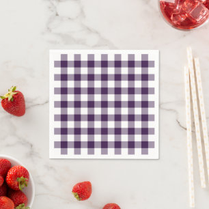 Classic Purple and White Gingham Plaid Pattern Napkin